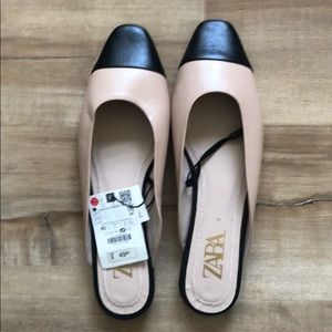 Zara flat leather mules